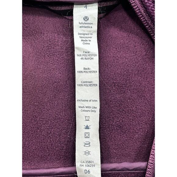 Lululemon Women’s City Softshell Full Zip Jacket Tweed Plum Purple Sz 4 - Picture 14 of 15